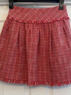 BCBGMaxAzria Red Tweed Pleated Mini Skirt